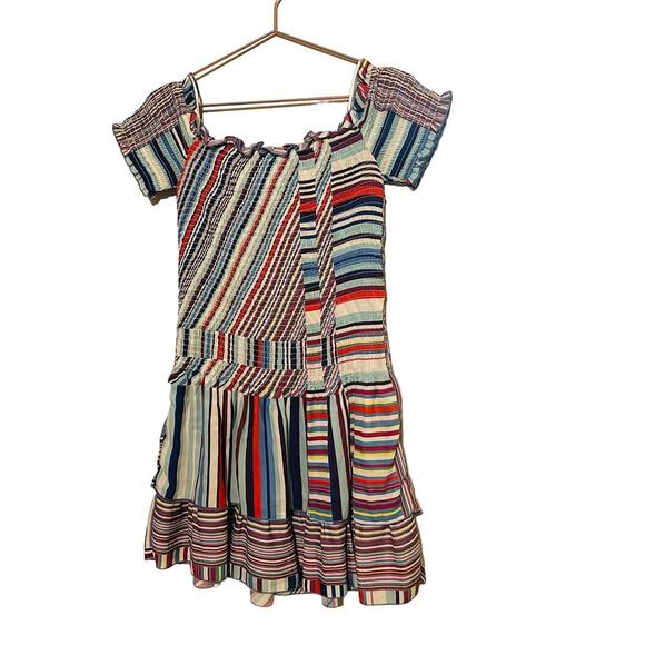 Parker Women's Multicolored Zizola Off-Shoulder Patchwork Mini Dress Size Medium - Picture 2 of 9